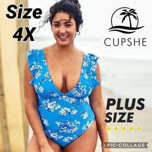 NWT Cupshe Floral Ruffled One Piece Swimsuit 4X